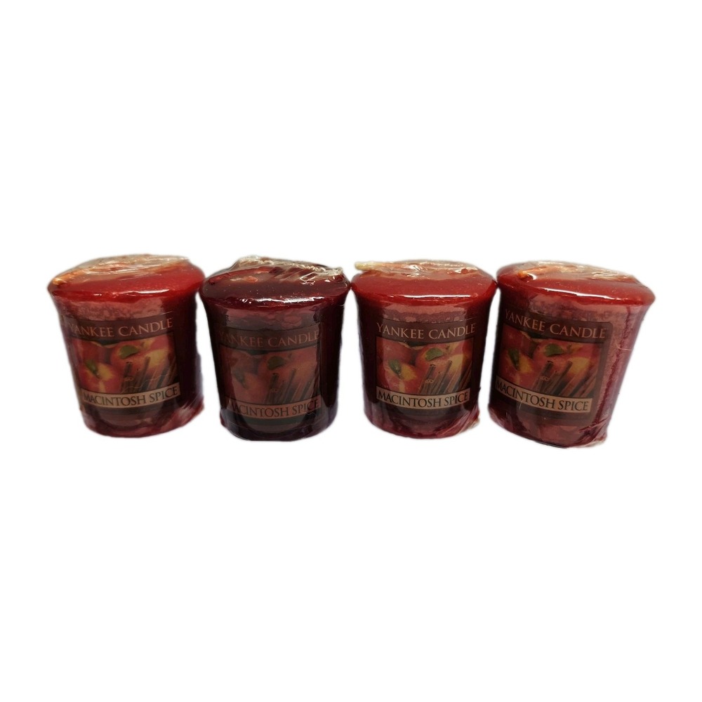 VINTAGE SEALED YANKEE CANDLE 1.75 OZ MACINTOSH SPICE VOTIVE CANDLE Lot Of 4